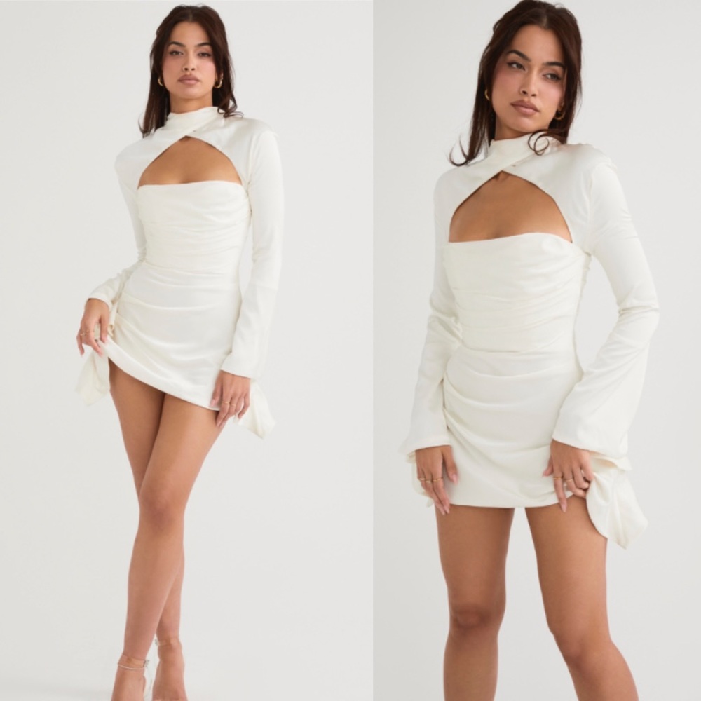 HOUSE OF CB Toira Ivory Draped Corset Dress